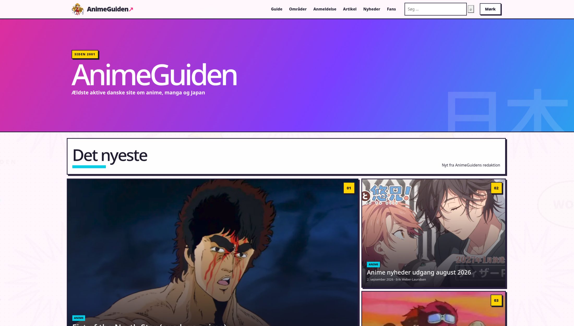 AnimeGuiden – nyhedsside om moderne japansk kultur 2026